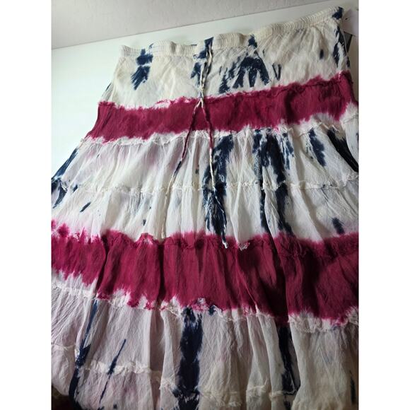 METROWEAR Red Blue White Tye Dye NEW Hippie Boho Festival Maxi Skirt SZ L - Picture 6 of 12